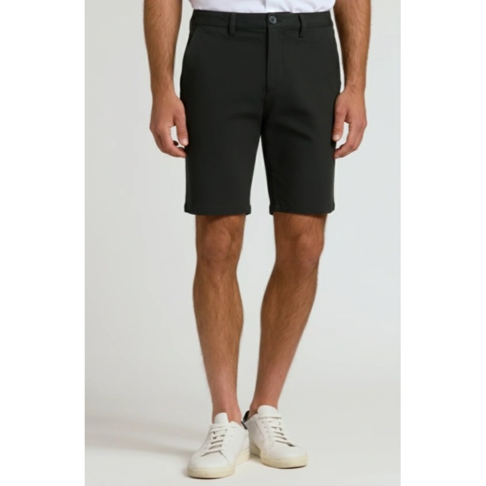 True Classic Mens Chino Shorts Black Stretch Size 34 Flat Front Casual 123-776